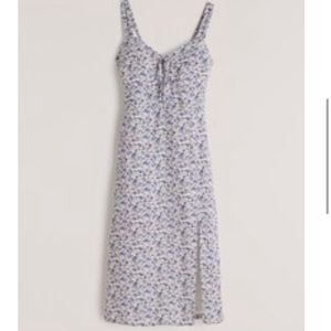 Abercrombie cinch front midi dress in blue floral NWOT